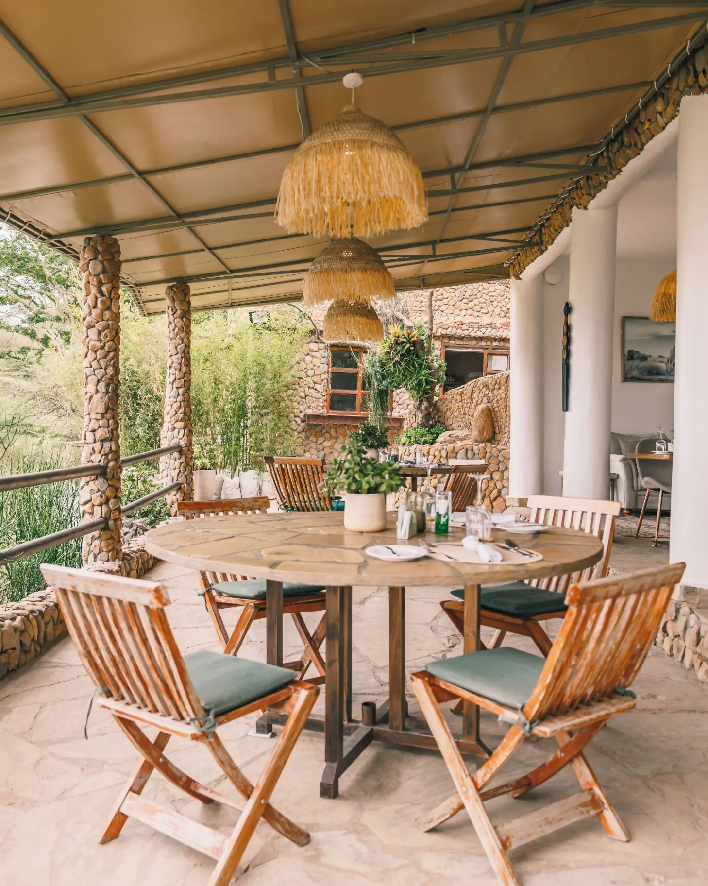 Family-style outdoor dining at golden hour