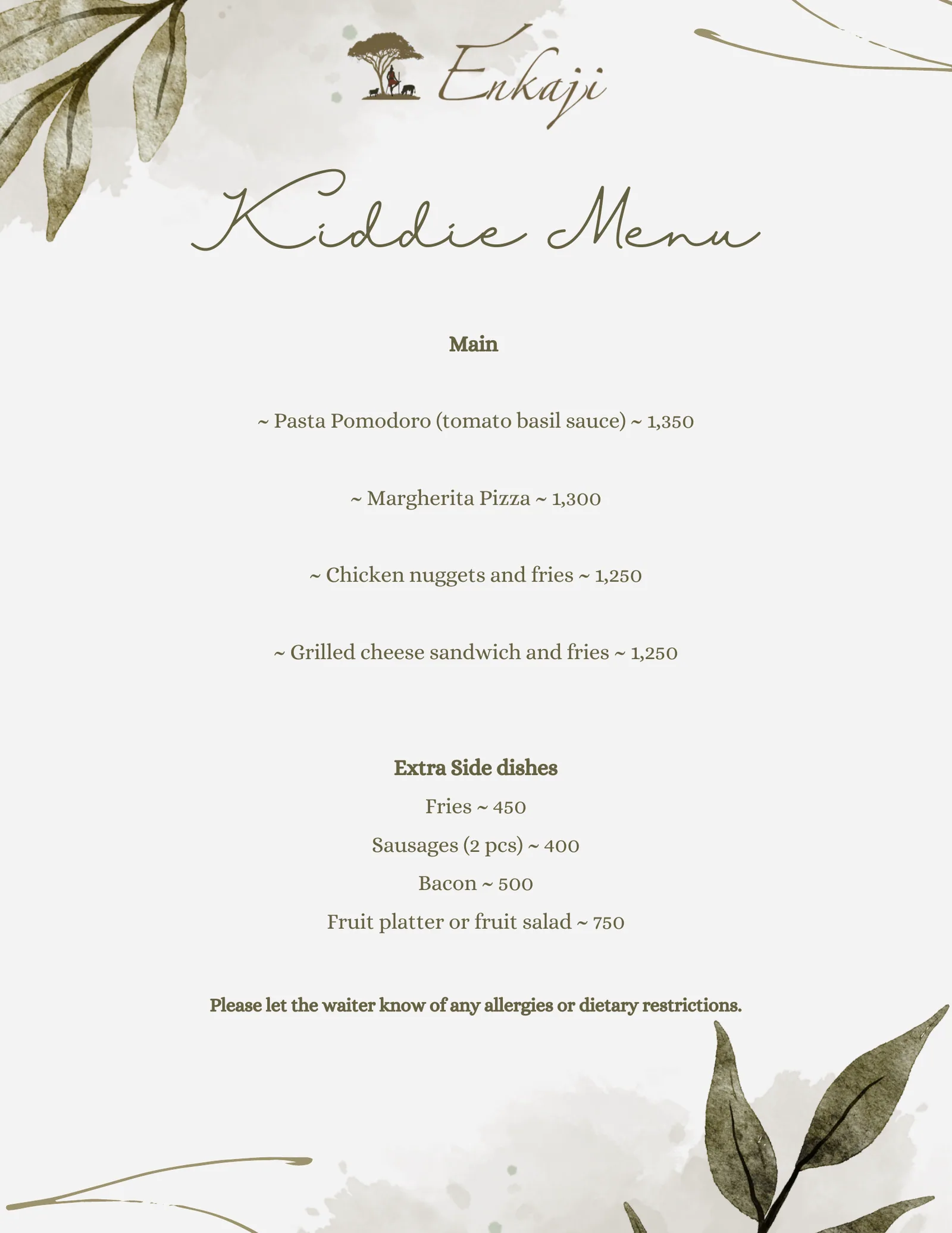 Enkaji Resort menu, page 6 of 14