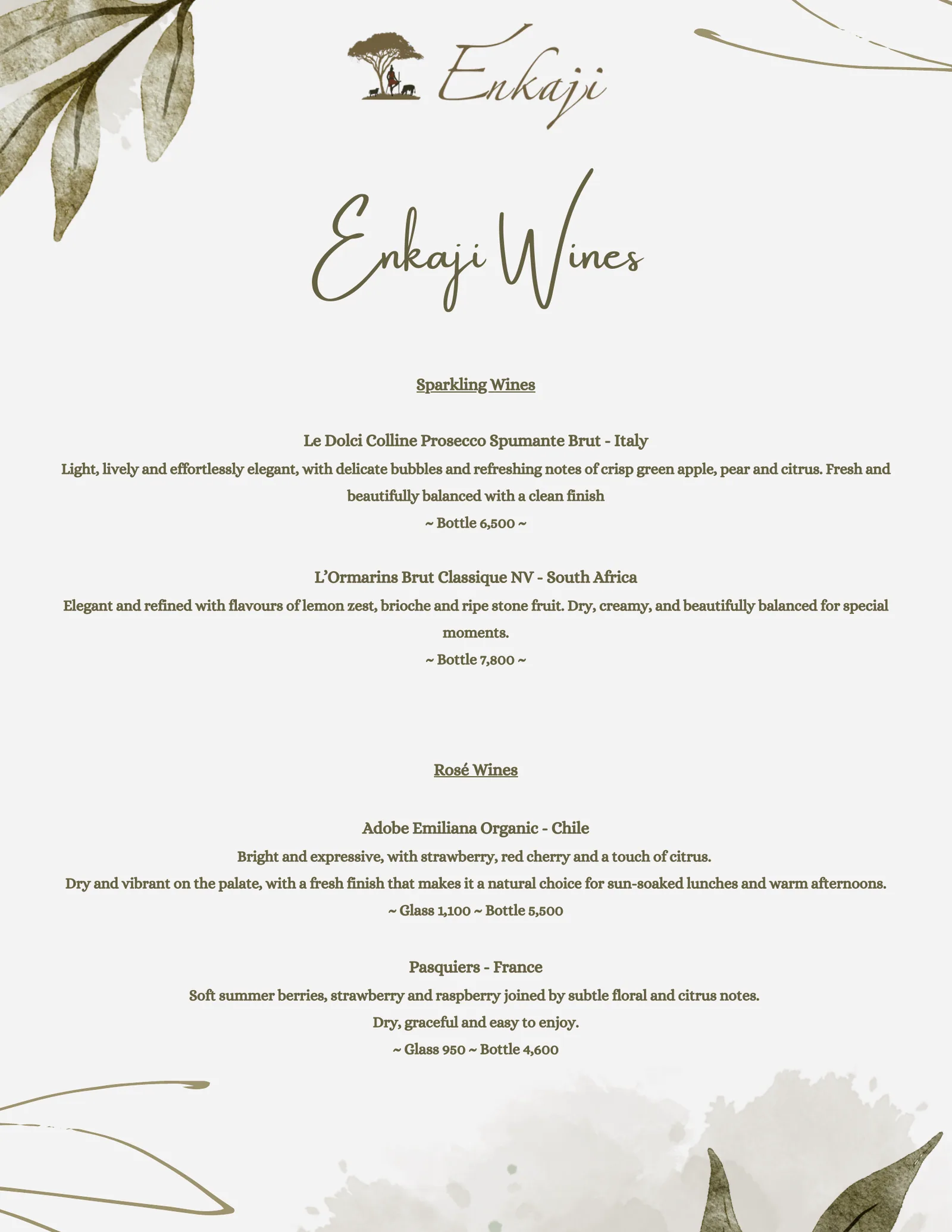 Enkaji Resort menu, page 10 of 14