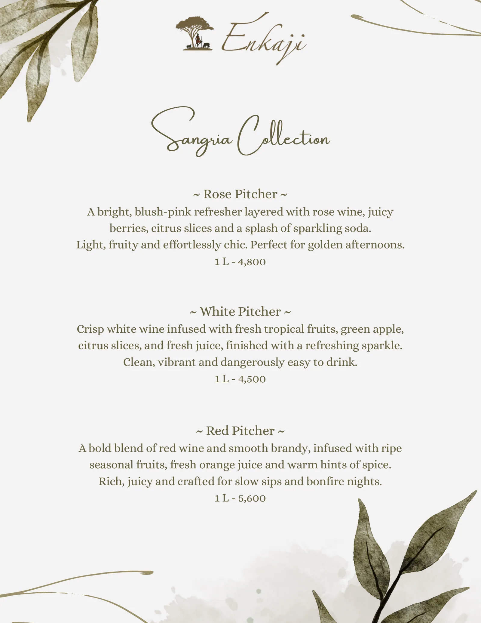 Enkaji Resort menu, page 13 of 14